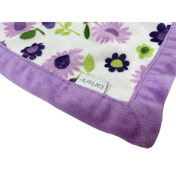 Carters Purple Bear Floral Security Blanket Baby Lovey 13x13 Inches Blankie - Picture 11 of 15